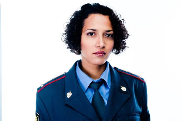 Mulher de uniforme policial — Fotografia de Stock