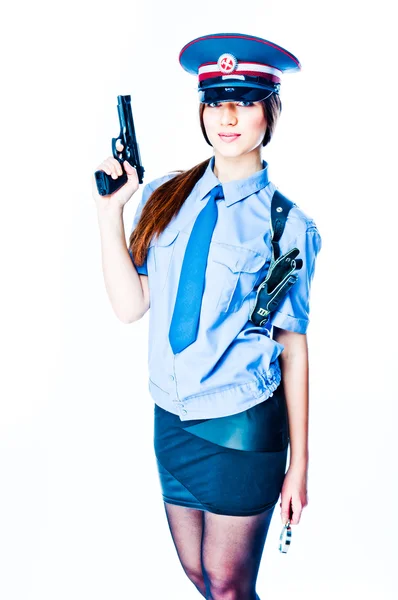 Mujer en uniforme de policía — Foto de Stock