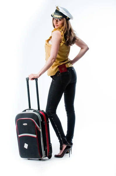 Woman with a suitcase — Stock Photo, Image