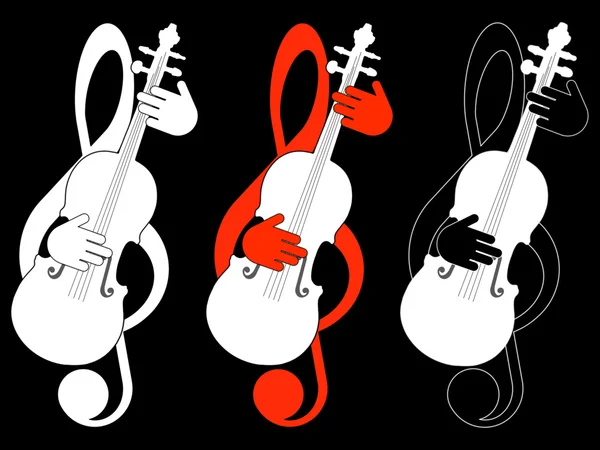 Treble clef and violin — Stock Photo, Image