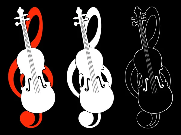 Chiave di violino e violino — Foto Stock