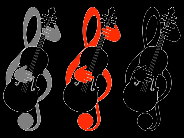 Treble clef and violin — Stock Photo, Image