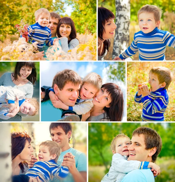 Gelukkige familie. Collage — Stockfoto