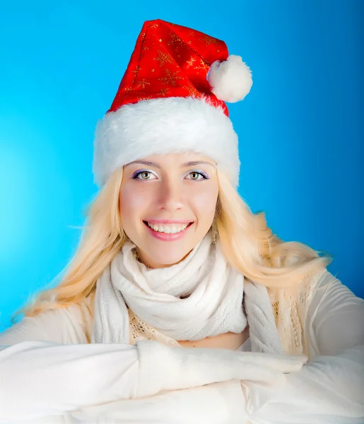 Noel Baba kız gülümsüyor — Stok fotoğraf
