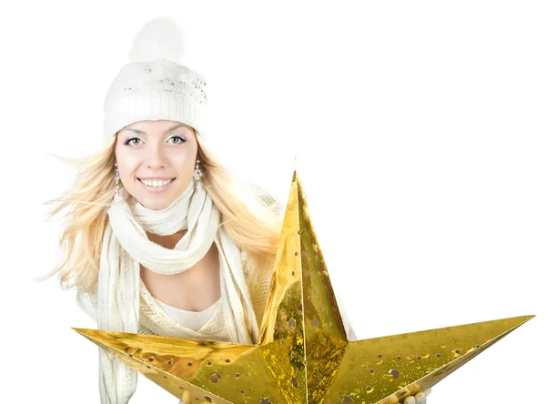 Beautiful smiling girl with a star — Stock Photo, Image