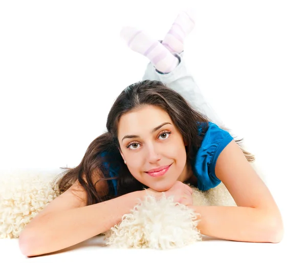 Girl resting on the floor — Stock Photo, Image