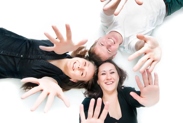 Top view of young people rejoice — Stock Photo, Image