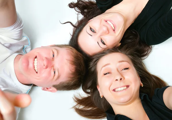 Top view of young people rejoice — Stock Photo, Image