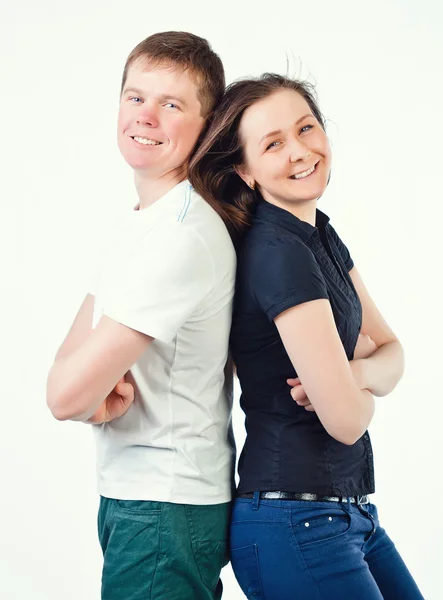 Başarılı genç kız ve adam portresi — Stok fotoğraf