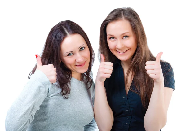 Young attractive girl with thumbs up isolated — Stock Photo, Image