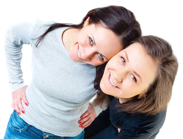 Young smiling girl top view Stock Photo