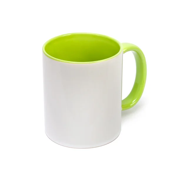 Vit tom kopp med färgad botten isolerad — Stockfoto