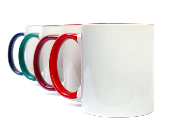 Diverse tazze di ceramica isolate — Foto Stock