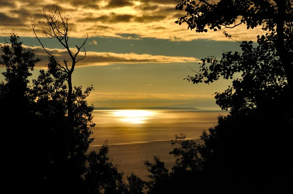 Pôr do sol dourado . Fotos De Bancos De Imagens Sem Royalties