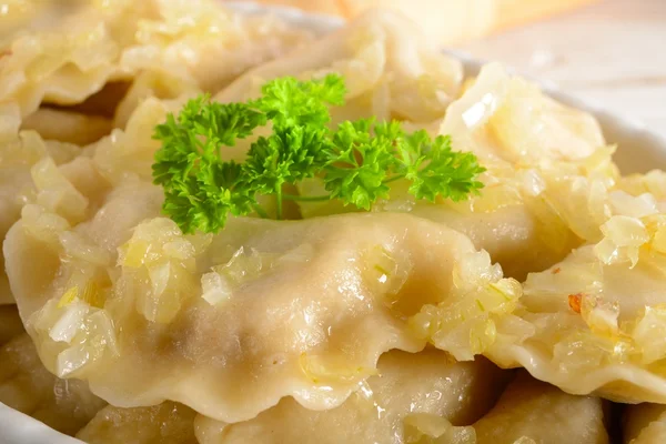 Pierogi.Polish kerst schotel — Stockfoto