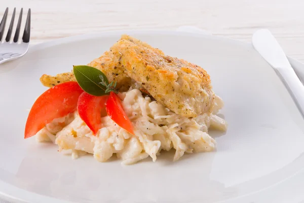 The baked fish with celery salad — Stock Photo, Image