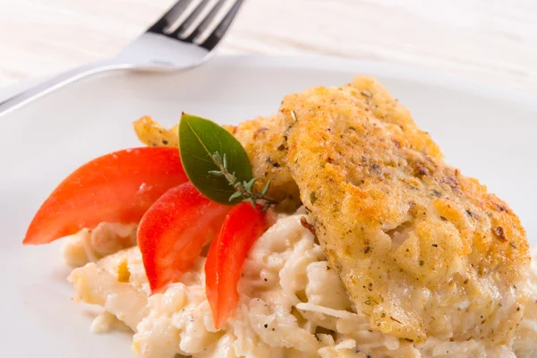 The baked fish with celery salad — Stock Photo, Image