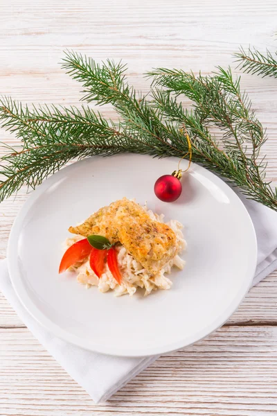 The baked fish with celery salad — Stock Photo, Image