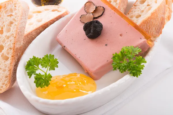 Pie with aspic and truffle — Stock Photo, Image