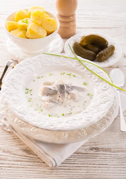 Herring with potato and cream — Stock Photo, Image