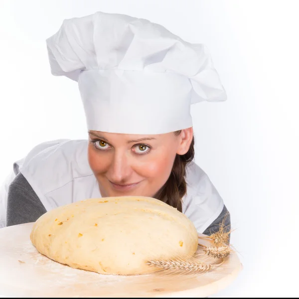 Backer with bread dough — Stock Photo, Image