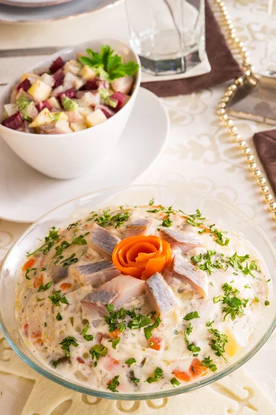 Legumes - salada de arenque — Fotografia de Stock