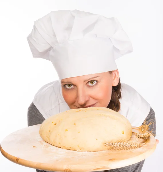 Backer with bread dough — Stock Photo, Image