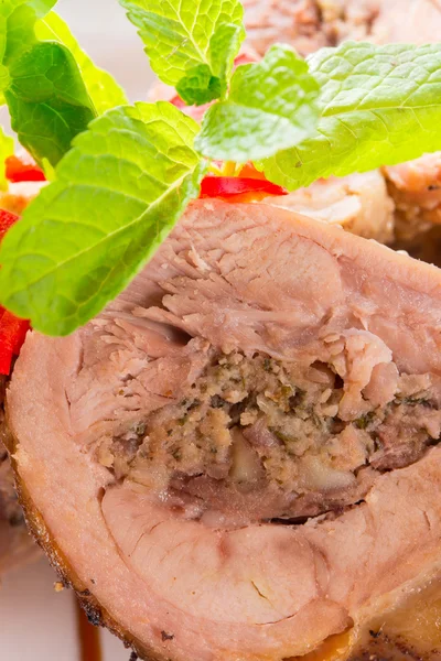 Turkey's beef olive with ham-sweet chestnut filling — Stock Photo, Image