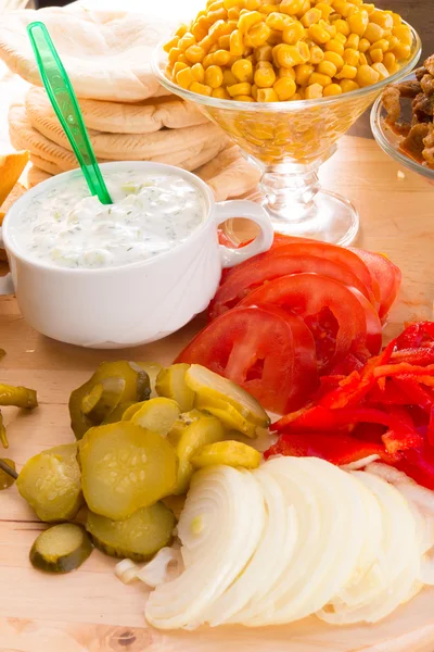 Pita gyro ingredients — Stock Photo, Image