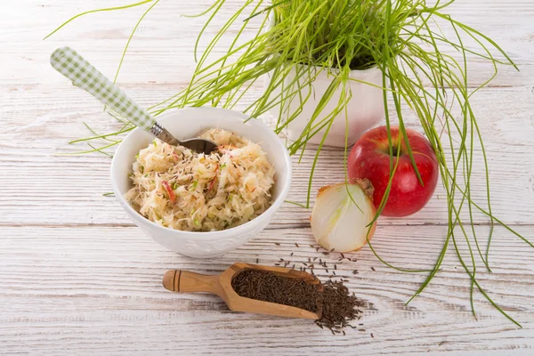 Sauerkraut with ingredients — Stock Photo, Image