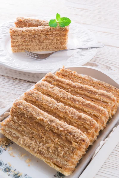 Layered caramel cake — Stock Photo, Image