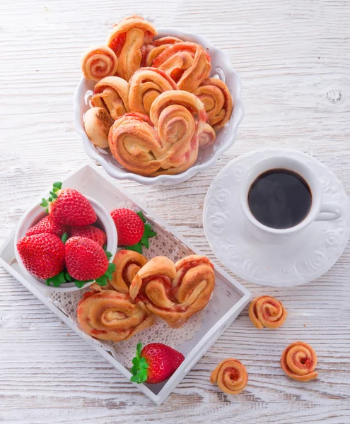 Hearts from yeast dough — Stock Photo, Image