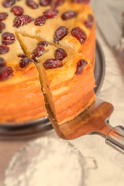 Cranberry Cheesecake - vintage effect — Stock Photo, Image