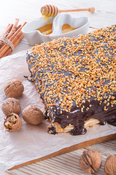 Honey cakes with chocolate — Stok fotoğraf