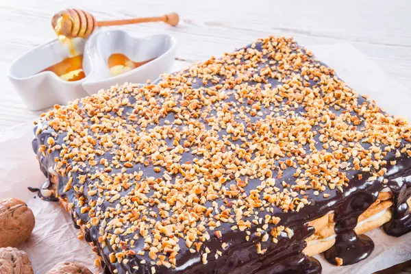 Honung kakor med choklad — Stock fotografie