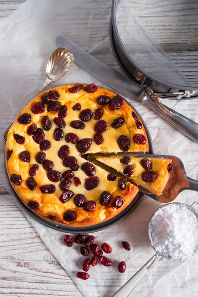 Cranberry Cheesecake - vintage effect — Stock Photo, Image