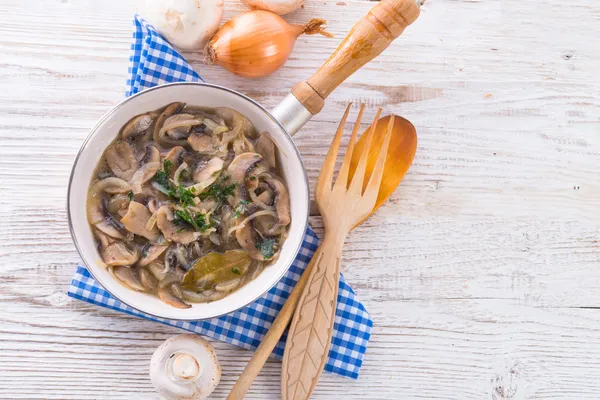 Roasted mushrooms with onions — Stock Photo, Image