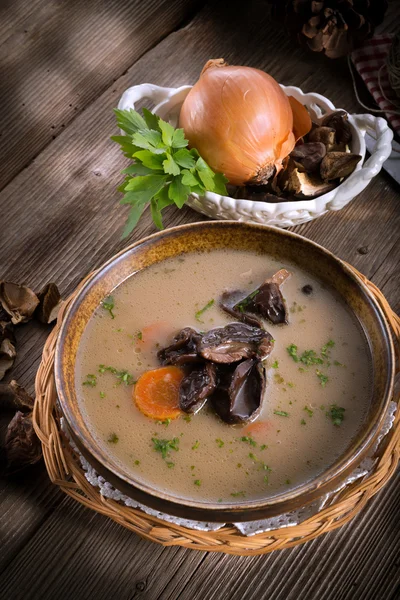 Каменный грибной суп — стоковое фото