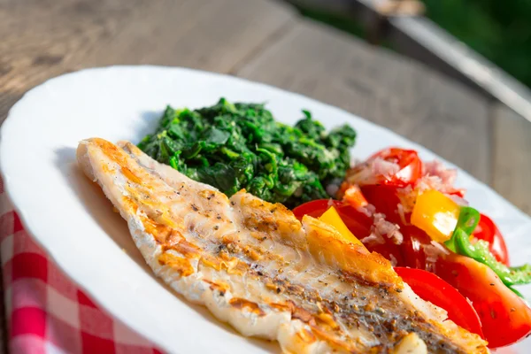 Pomodoro spinaci foglio di salmone — Foto Stock