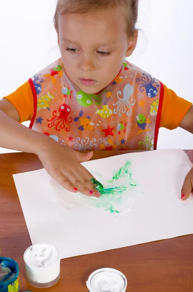 Schilderen met vinger verven — Stockfoto