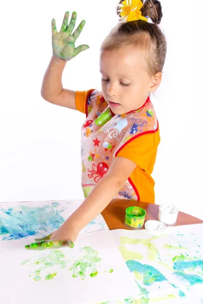 Schilderen met vinger verven — Stockfoto