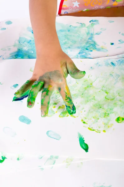 Malować farbami palec — Zdjęcie stockowe