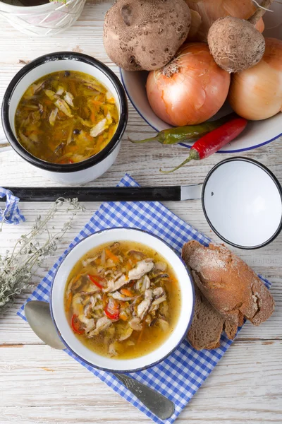 Вегетарианский грибной суп — стоковое фото