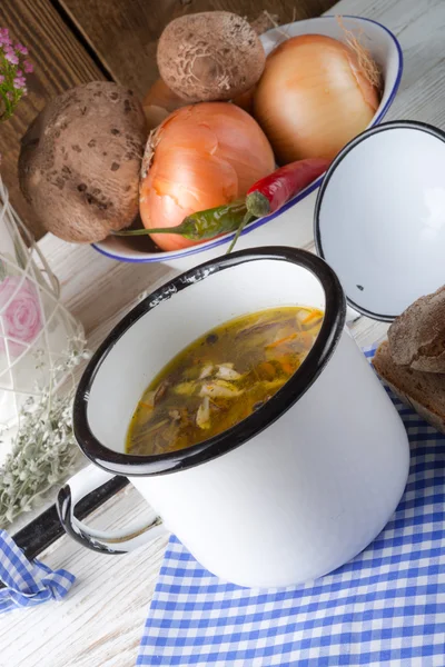 Vegetarische Sonnenschirm-Pilzsuppe — Stockfoto