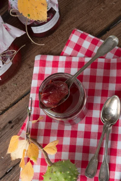 Pickled Plum in red wine — Stock Photo, Image