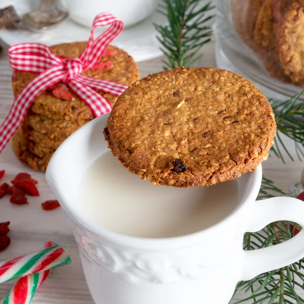 Milk and cookies for santa — Stock Photo, Image