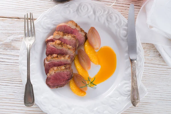 Filet de l'OIE à la sauce sherry orange — Stock fotografie