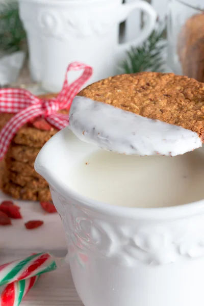 Melk en koekjes voor de Kerstman — Stockfoto