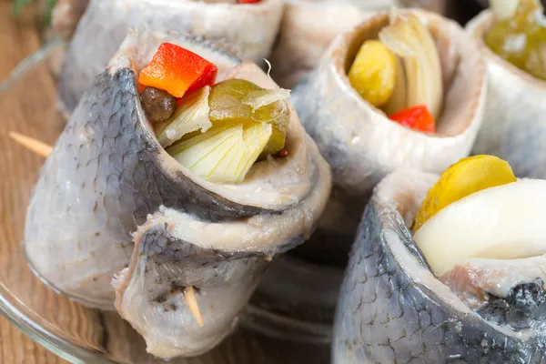 Rollmops - pickled herring fillets — Stock Photo, Image