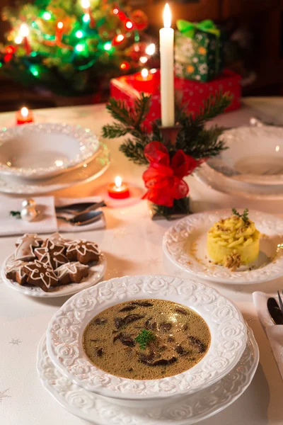 Χριστούγεννα μανιταρόσουπα — Φωτογραφία Αρχείου
